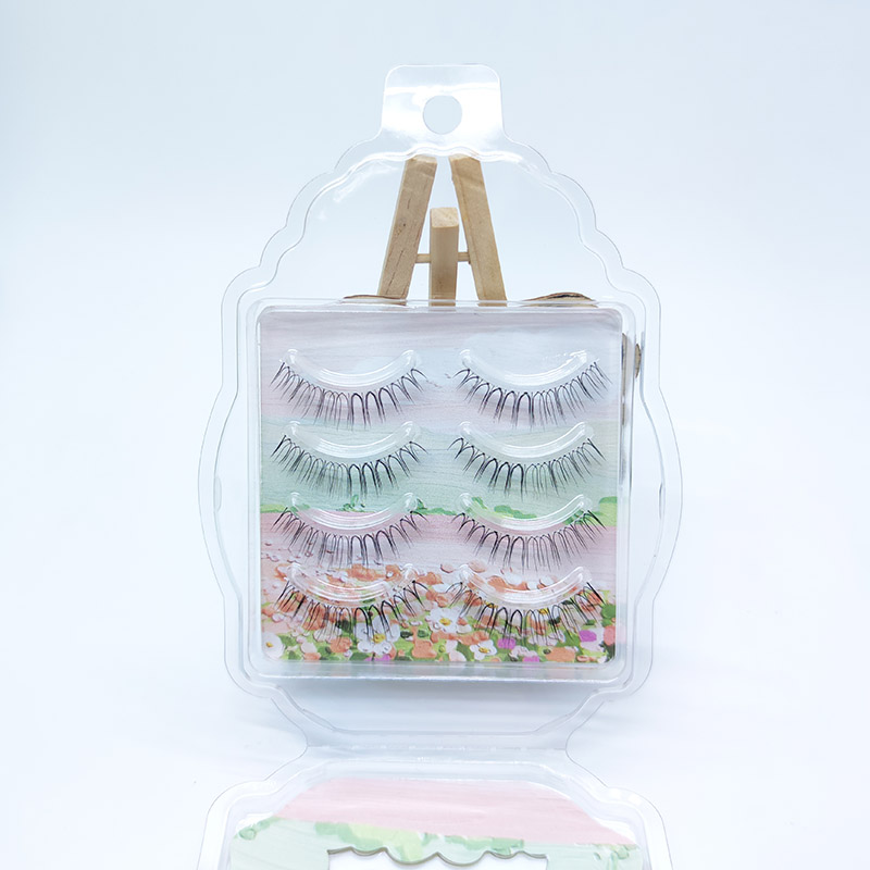 4 пары накладных ресниц Natural Look Strip Cross Clear Band 5-7mm Cross Eyelash JK1